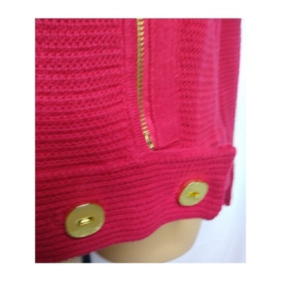 Chico's Red Moto Style Knit Jacket Size 1 / Misses SZ 8 - Picture 3 of 5
